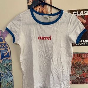 “merci” french ringer tee